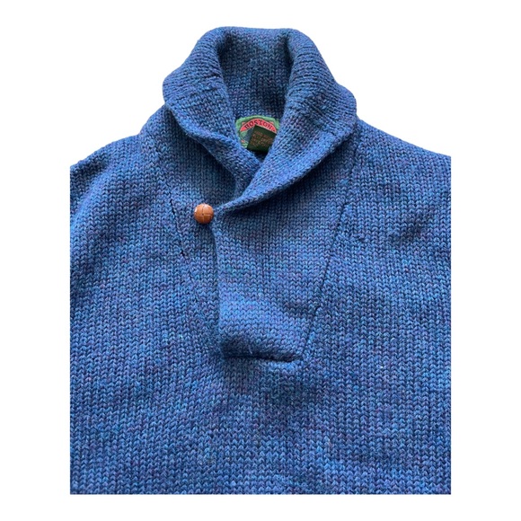 vintage BOSTON TRADERS men’s 100% wool shawl neck Blue sweater size : Medium - Picture 4 of 8